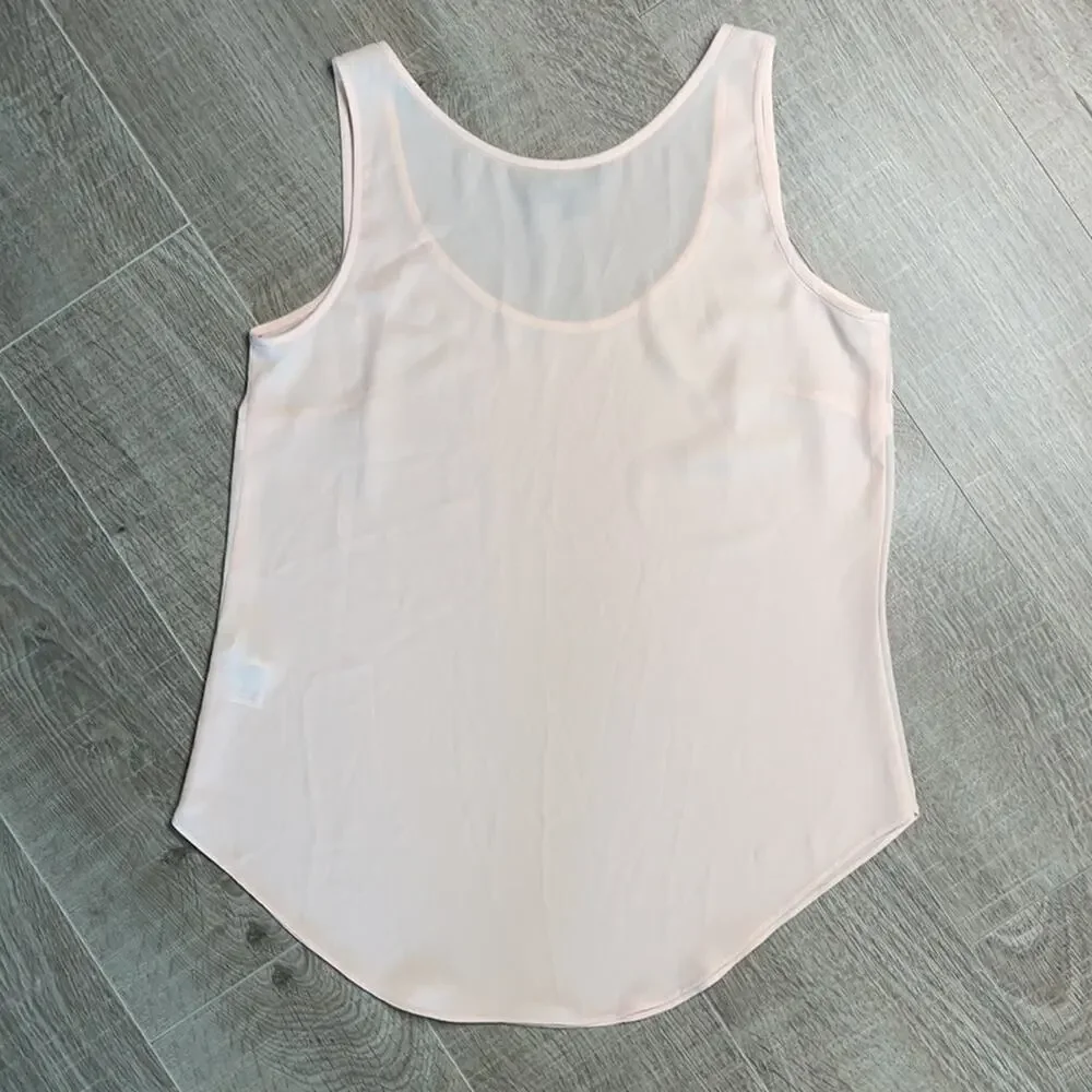 J CREW Women's Blush Pink Semi Sheer Scoop Neck Tank Top